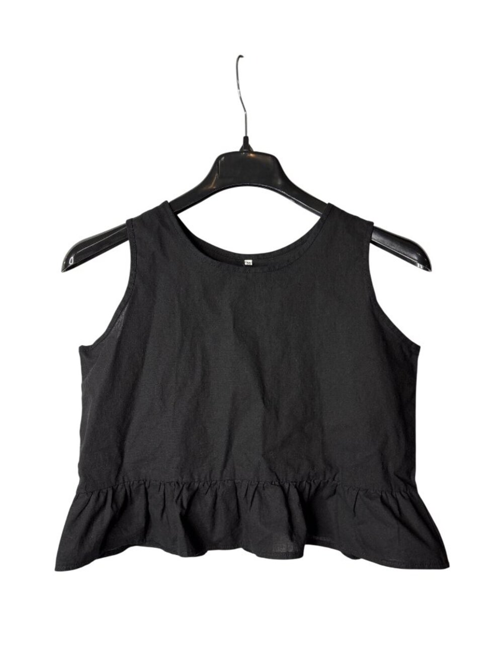 Womens Sleeveless Peplum Crop Top Size M Faux Button Down Back Polyester Blend